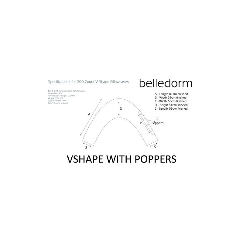 Belledorm Blue V shaped pillow case cover with poppers -