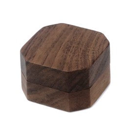 Tighall Black Walnut Wood Portable Proposal Ring Box, Octagonal Ring Box Jewelry Gift Box for Wedding, Engagement
