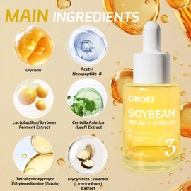 Glow Bean Essence, Soybean Ferment Extract, Glass Skin, Exfoliating, Hydrating, Radiant, Moisturizer, Barrier, Face Serum (1PC)