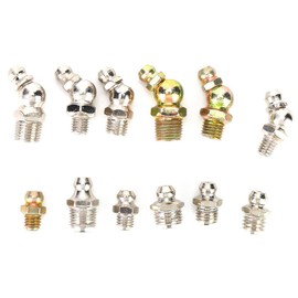 130pcs Kit de Ajuste de Grasa 45 Grados Y Tipo Recto Boquilla de Grasa Surtido de Grasa Hidráulica Zerk