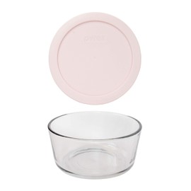 Pyrex (1 7201 4 Cup Glass Dish & (1) 7201-PC 4 Cup Loring Pink Lid Made in the USA