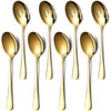 Parthan 8 Pcs Golden Serving Spoons Set, Including 4 Solid