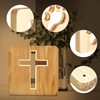 CooPark Cross Wooden Lamp, Christian Blessed LED Table Night Light,