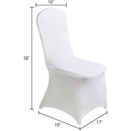 mds Pack of 10 PCS White Spandex Dining Room Chair Covers Stretch Slipcovers for Wedding Party Dining Banquet Living Room Universal Stretch Flat-Front Slipcovers- White