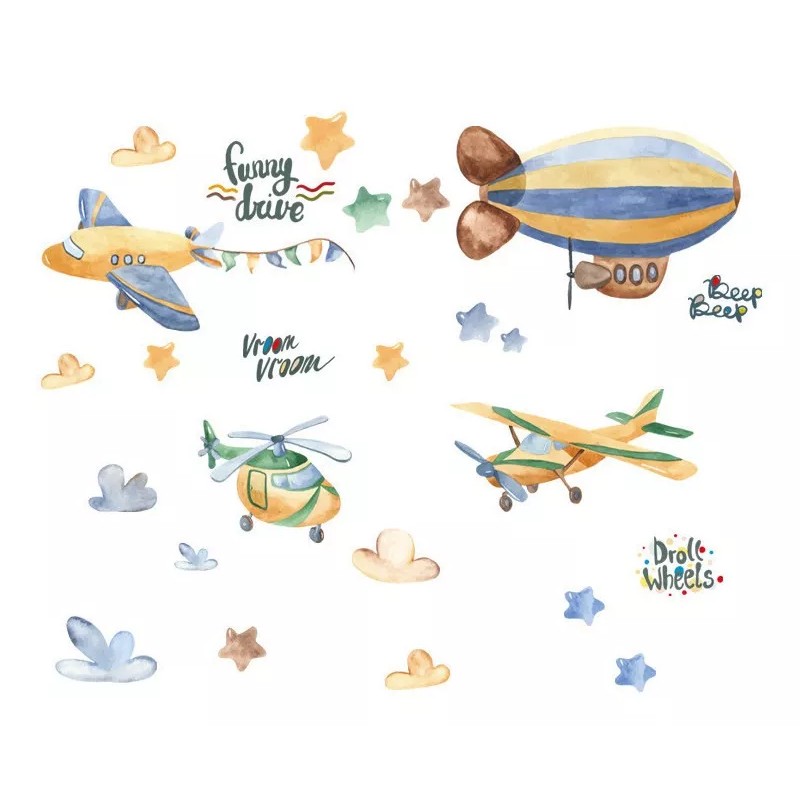 DaraBaby Vinil Decorativo Infantil Avión Helicóptero Habitación Niños