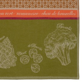 Coucke French Cotton Jacquard and Honeycomb Weave Towel, Choux (Cabbage), 20 by 30 Inches, Green