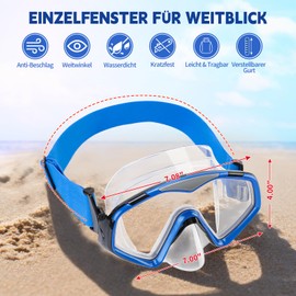 Diving Mask, Adults Swimming Goggles with Nose Cover, Anti-Leak Silicone Adult Snorkel Mask, Wide View Swim Goggles with Fabric Strap and Ultra Clear PC Lens
