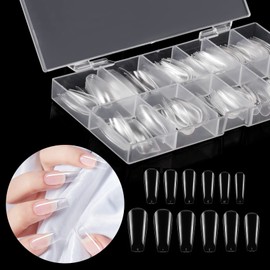 Annhua Nail Tips, Clear, Oval, Long, DIY, 10 Different Sizes, Gel Tips, Commercial Use, Practice, Transparent, Set of 120, Nail Extensions, Oval, False Nails, Oval Nail Tips, Non-marking Manicure