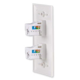 Ethernet Wall Plate, HTTX White 2-Port CAT6 Wall Plate with Removable F/F RJ45 Punch Down Keystone Jack Inserts [2-Pack]