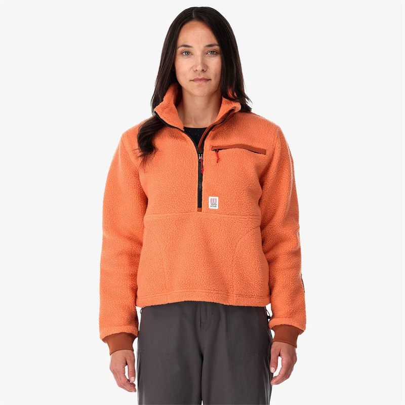 Topo Designs Women's Mountain Fleece Pullover - Rust/brick - Small