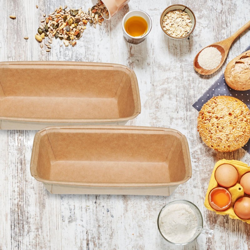 Lxmxgk 50Pcs Rectangle Paper Loaf Pans for Baking, Disposable Microwave