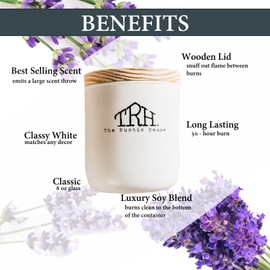 The Rustic House 8oz Soy Wax Candle | Long Burning | Aesthetic Glass Jar | Wood Lid | Hand Poured | French Lavender