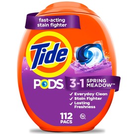 Detergente en cápsulas Tide Pods Spring Meadow, para ropa blanca y de color, 112 Unidades