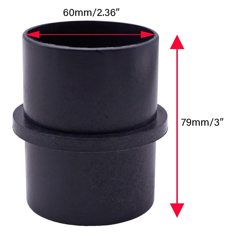 Riloer 60mm/ 2.36" Black Plastic Straight Connector - Ventilation Pipe