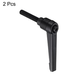 sourcing map M6 x 30mm Handle Adjustable Clamping Lever Thread Push Button Ratchet Male Threaded Stud Knobs Locking Rotating Screw Handles Quick Release Bolt Black 2pcs
