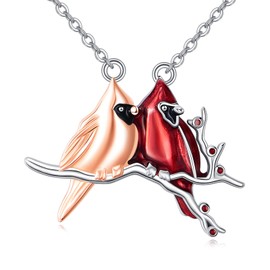 TIGER RIDER Red Cardinal Necklace 925 Sterling Silver Love Bird Pendant Spiritual Memorial Jewelry Gift for Women Birthday (Red Cardinal)