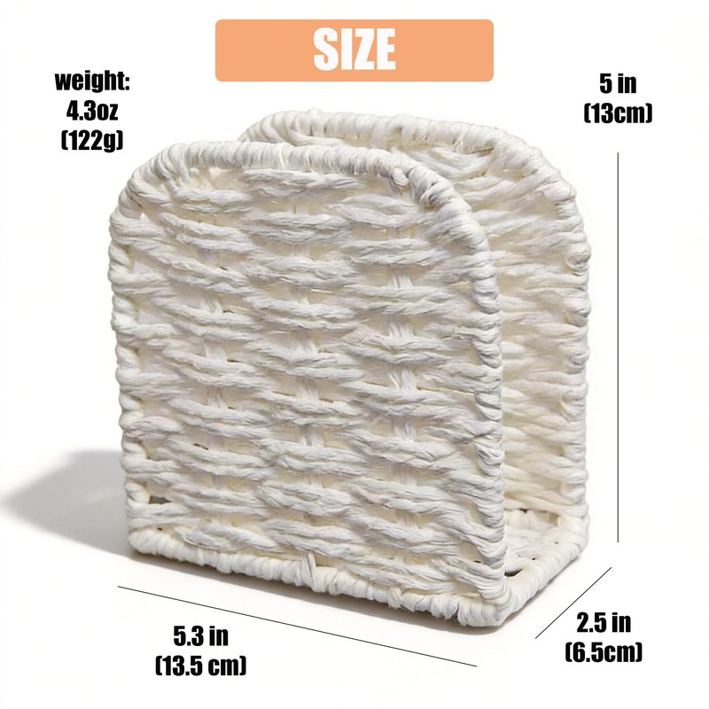 Hosmore Napkin Holder Freestanding, Paper Cord Handwoven, Tabletop Dispenser, Farmhouse