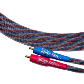 Better Cables 1.5 Feet Silver Serpent Patriot Edition Red/White/Blue RCA Audio Interconnect Cables - Stereo Pair (2 Cables) High-End, High-Performance, Premium Hi-Fi Audio