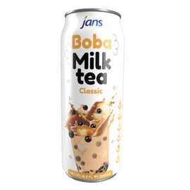 Jans Boba Milk Tea Original Flavor, Thick Sweet and Creamy Milk tea beverages with tapioca bubble boba, milky boba taiwanese tea 16.9 fl oz per can (Pack of 12)