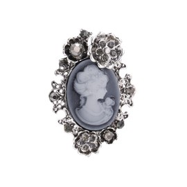 lureme Vintage Elegant Victorian Lady Beauty Cameo with Crystal Brooch Pin (br000017), ['Zinc Alloy', 'Crystal'], crystal