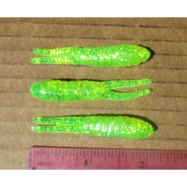 ALL AMERICAN 25ct CHARTREUSE SILVER Flake 2"Split Tail BEETLES Crappie Baits Bass Perch Lures