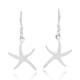 Beautifully Simple .925 Sterling Silver Starfish Dangle Earrings