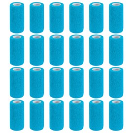 PATIKIL Self Adhesive Bandage Wrap 177" x 4", 24 Pcs Elastic Self Adherent Self Breathable Wrap Tape for Sport Stretch Athletic Wrist Ankle Outdoor Tape, Light Blue