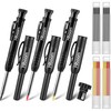 Hiboom 3 Pack Carpenter Pencil with 24 Refills (Red, Black,