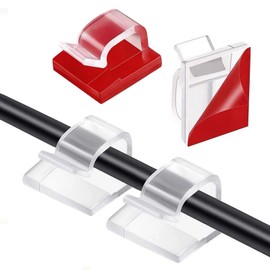 GGFOXLEW 5/8 in Adhesive Cable Clips, 60pcs Outdoor Light Clips, Cord Clips, Sturdy Wire Clips, Finisher Wire Clamp for Home, Car, Office Wire Management Clips (Clear, 5/8"-60PCS)