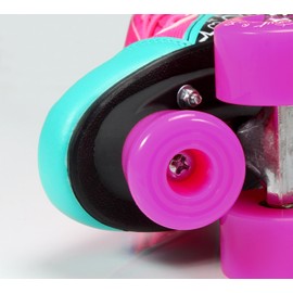 Kandy-Luscious Kid's Roller Skates - Comfortable Outdoor Children's Skates with Fun Colors & Designs | Sassy Pink and Turquoise | Size 4