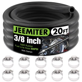 3/8 Inch x 20FT Fuel Line Hose Push Lock Fuel Hose Rubber NBR SAE 30R7 300PSI with 10 Clamps