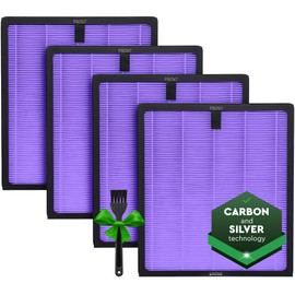 VIRELLIX 4 Pack Purple HY4866 Replacement Filters – Compatible with MORENTO, WESTHEY, YIOU M1 Air Purifiers – Multi-Layer True HEPA, 4-Stage Filtration, Extended Filter Supply for Home Use