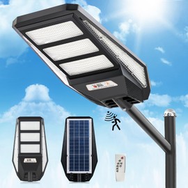 ZBLUXBZ Solar Street Lights Outdoor, 6500K LED Parking Lot Light with Dusk to Dawn, Motion Sensor, Remote Control - Illuminate Paths with Energy-Efficient Brilliance for Outside, Patio, Farm