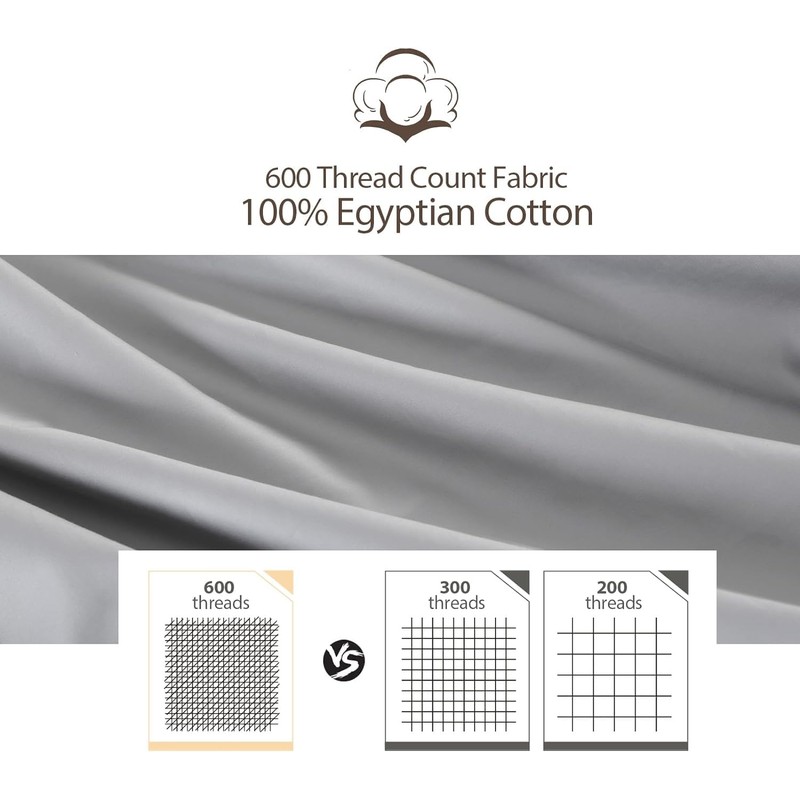 Twin Size 100% Egyptian Cotton Fitted Sheets 600 Thread Count