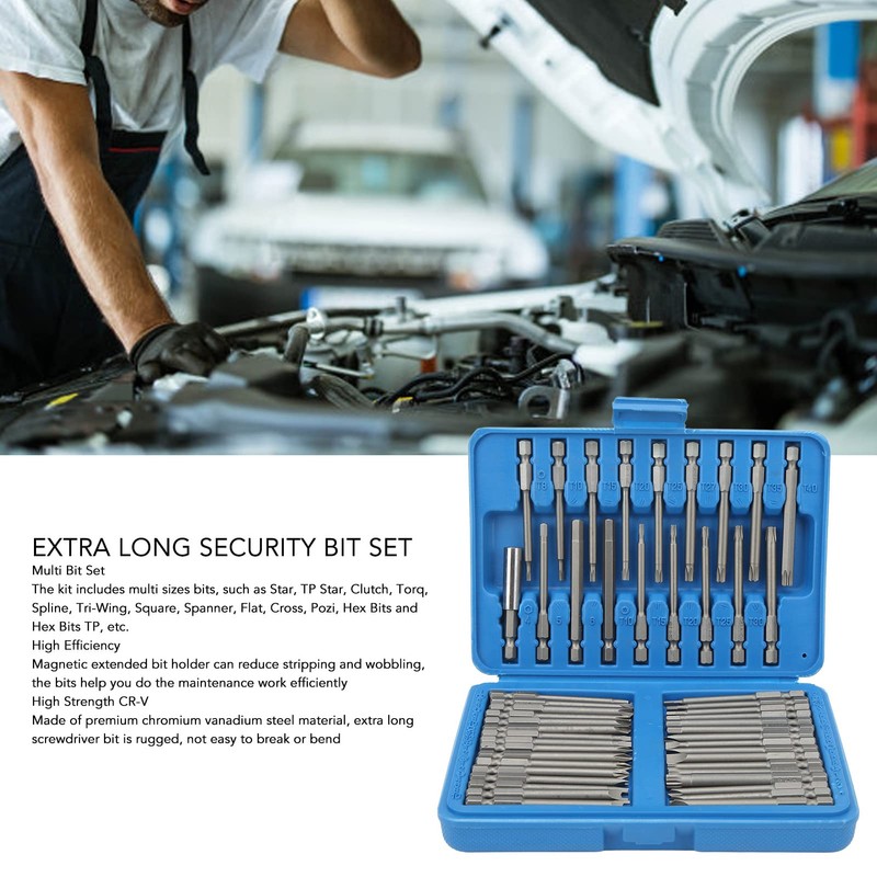50pcs Extra Long Security Bit Set CR V ABS Square