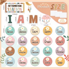 Frienda Boho Affirmation Station Bulletin Board Set Motivational Posters Classroom Mirror Growth Mindset Decor Positive Affirmations Accents Cutouts for School Office Home Teacher Wall Supply