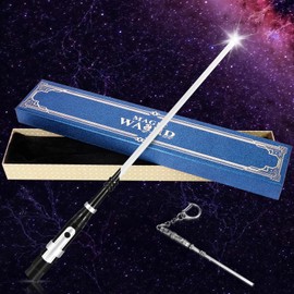 KingVows Light Up Magic Wizard Witch Wand 14.3" Rechargeable Sorcerer Witchcraft Wands for Christmas Cosplay Collection (White)