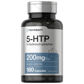Horbäach 5HTP 200mg Supplement | 180 Capsules | 5 Hydroxytryptophan | Griffonia Simplicifolia | Extra Strength | Non-GMO, Gluten Free