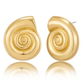 LILIE&WHITE Gold Spiral Shell Earrings - Elegant Jewellery for Women, Fade Free Design - Gift for Fashion Conscious, Copper