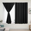 Muamar Velcro Blackout Curtains for Bedroom 2 Panels with Tiebacks(Black,