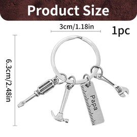 Keyring Tool, Key Fob Dad Craftsman Key Ring Tool Screwdriver Wrench Pendant Key Ring For Birthday Father's Day Gift, White, M