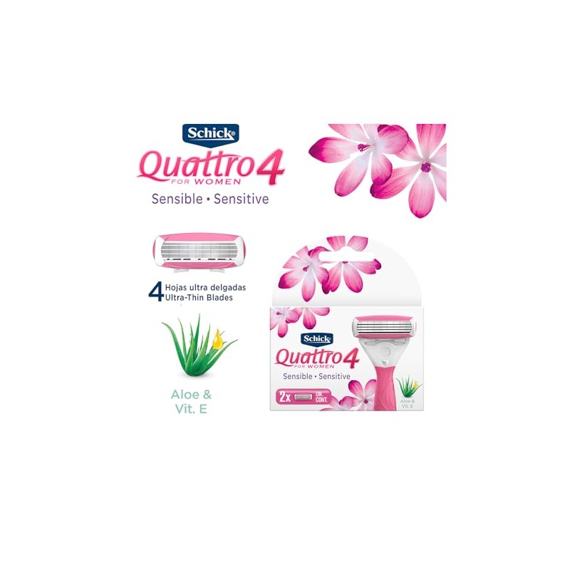Schick Quattro Cartuchos para Afeitar de Mujer 2 pzs