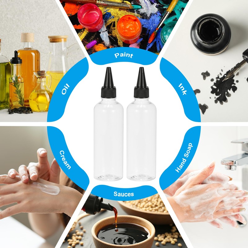 PATIKIL Plastic Applicator Bottle, 6 Pieces 3.4 oz (100 ml)