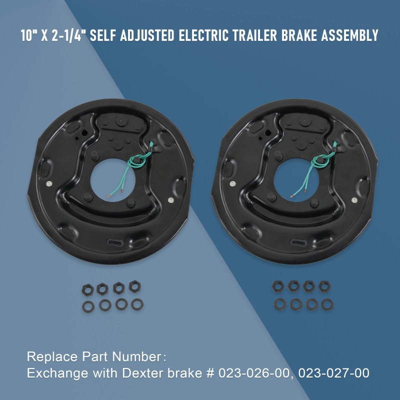 JDMSPEED 2Pcs 10" x 2-1/4" Electric Trailer Brake Assemblies for