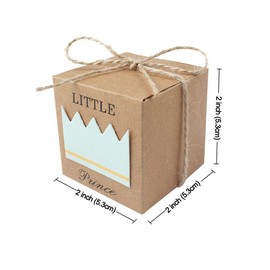 50Pcs Little Prince Little Princess Favor Boxes + 50Pcs Twine Bow, Rustic Kraft Paper Candy Bag Gift Box for Party Supplies (Style:Little Prince)
