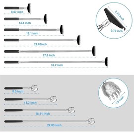Oversized Back Scratcher Gift Set, 2 Pack, Portable Extendable Stainless Steel Telescoping Massage Tool, Gift/Stocking Stuffers for Men and Women