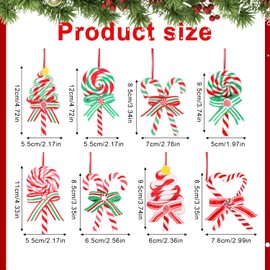 8pcs Candy Hanging Ornaments for Christmas Tree, Plastic Xmas Lollipop Decorations with Rope Sweet Peppermint Christmas Tree Ornaments Candy Cane Ornaments for Party Supplies Wreath Decor
