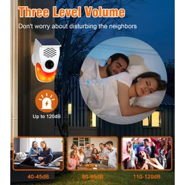 ChunHee Motion Sensor Alarm Outdoor,Dog Barking Motion Detector Alarm,8 Adjustable Sound Siren,120db Loud Noise Maker,Support Recording,Motion Activated Alarm with Remote Control