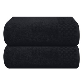 MyOwn Ultra Soft 2 Pack Oversized Bath Towel Set 28x55 inches, Cotton Large Bath Towels, Highly Absorbant Compact Quickdry & Lightweight Towel, Ideal for Gym Travel Camp Pool - Black
