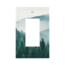 Forest Trees Mountain Single GFCI/Rocker Wall Plate Electrical Outlet 1 Gang Light Switch Cover Decorative Receptacle Covers Faceplate Switchplate for Dimmer, USB 5 * 3 Inch